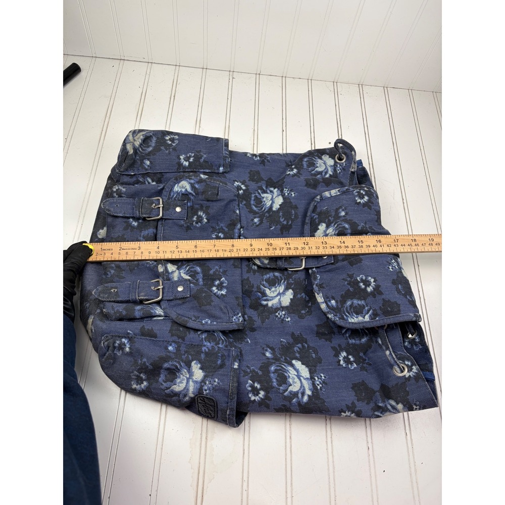Aรฉropostale Blue Denim Floral Canvas Travel Laptop Backpack - Picture 12 of 12